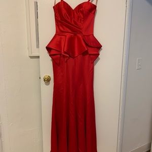 Red Mermaid Satin Dress
